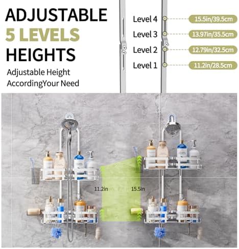 Aluminum Shower Caddy Hanging,Shower Caddy, Never Rust Shower Organizer