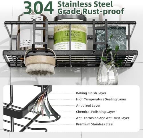 Simple Trending 6 Pack Shower Caddy Adhesive, Rustproof Shower Shelves