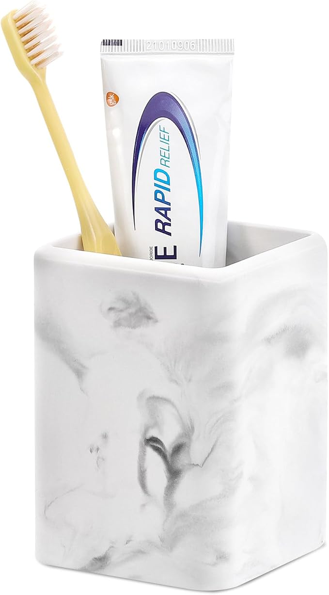 Luxspire Toothbrush Holders, Diatomite Toothbrush Cups for Bathroom, Marble | Fast Drying, Diatomaceous Earth, Electric Toothbrush Holder, Toothbrush and Toothpaste Holder, Bathroom Organizer Essentials
