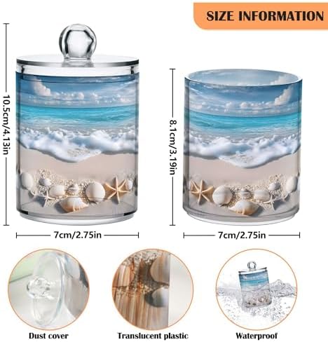 MNSRUU 2 Pack Qtip Holder Organizer Dispenser Various Shells Bathroom Storage Canister Cotton Ball Holder Bathroom Containers for Cotton Swabs/Pads/Floss