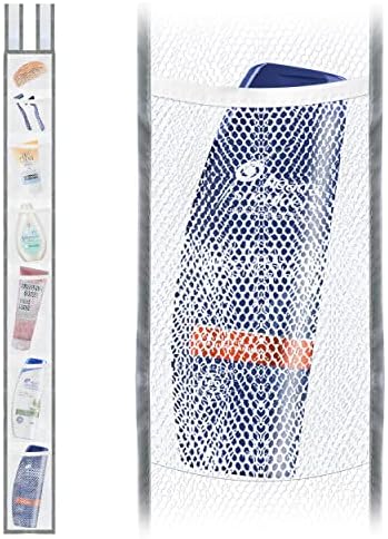 Skywin Hanging Mesh Shower Caddy, 7 Pockets, Quick Dry, 60 x 6 In - White