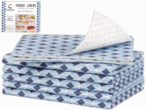Cooyes 6 Pack Cloth Shelf Liners 17.7" × 24", Non-Slip Refrigerator Liners Machine Washable, Refrigerator Drawer Mats for Glass Shelves and Kitchen Cabinets, (Light Blue)