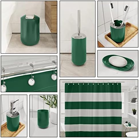 Clara Clark Bathroom Accessories Set - Bathroom Set with Adhesive Corner Shower Caddy Hanging, 25PC Bathroom Accessory Set, Green Shower Curtain Set, Toilet Brush, Trash Can & Soap Dispenser