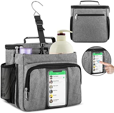 Bukere Portable Shower Caddy Tote Bag for College Dorm Travel, Separate Compartment, Large Capacity, Quick Dry Mesh Base, Hanging Toiletry Bath Bag for Student, Gym, Camp, Women Men