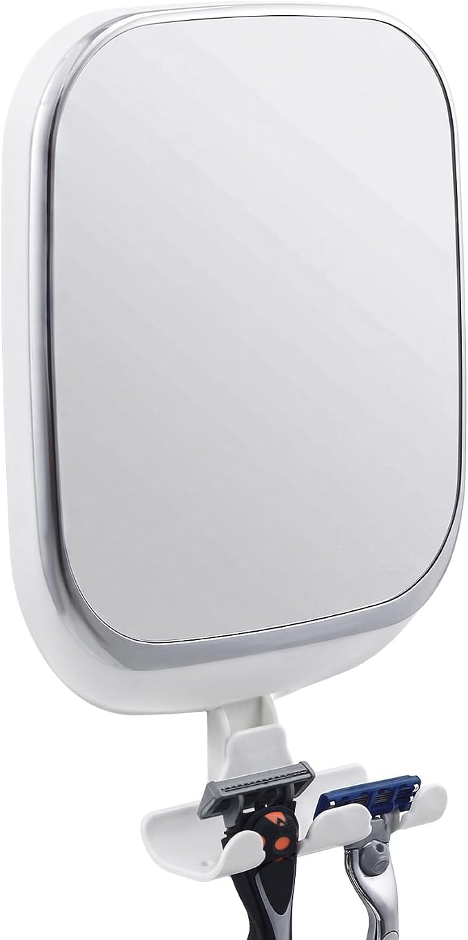TAILI Shower Mirror Fogless for Shaving,Fogless Mirror Suction Wall Mounted | Shower Mirror Fogless, Shaving Mirrors, Removable & Reusable, Wall Mount, Razor Holder Storage, Bathroom Accessories, White