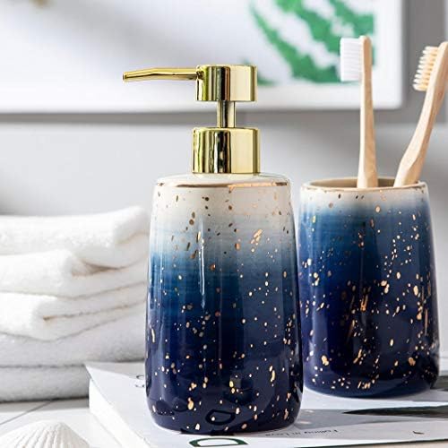 MilkyWay Bathroom Accessories Set, 4 Pcs Marble Pattern Bathroom Sets Accessories with Soap Dispenser, Toothbrush Holder, Bathroom Tumbler, Soap Dish for Birthday Housewarming Gift Home Decoration