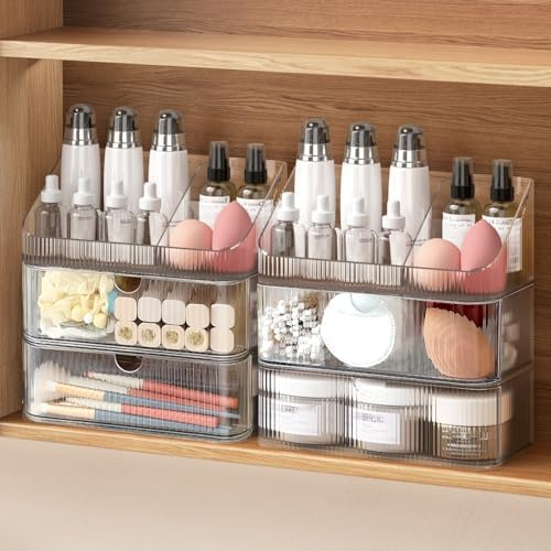Medicine Cabinet Organizer 6 Tier, Stackable Bathroom Makeup Organizers