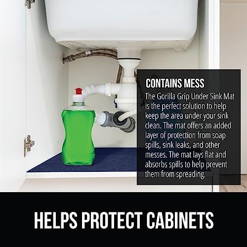 GORILLA GRIP LeakGuard Under Sink Mat for Kitchen Cabinet, 24x30 Navy