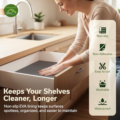 EVALAND Shelf Liner Cabinet Liner Non-Adhesive Drawer Liner 17.7 in x 33 FT