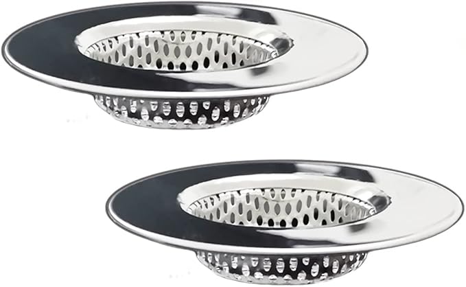 Seatery Bathtub Drain Strainers, Tub Drain Hair Catcher, Stainless Steel Bath Drain Cover Basket, Outer Diameter 3.0 inch/7.7cm, Inner Diameter 1.60 inch/4.0cm, Pack of 2