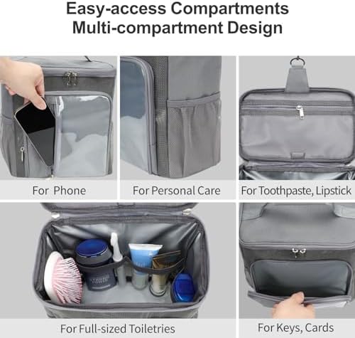 F-color Shower Caddy Portable for Dorm - Shower Bag Fits Full-Size Bottles