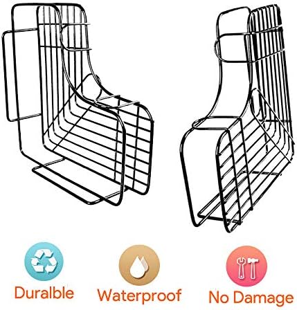 LAIGOO Adhesive Shower Caddy, Metal Bathroom Corner Shelf Hanging, Non-Drilling Floating Shelf for Bathroom Organizer/Kitchen/Shower Organizer(1 Pack, Black)