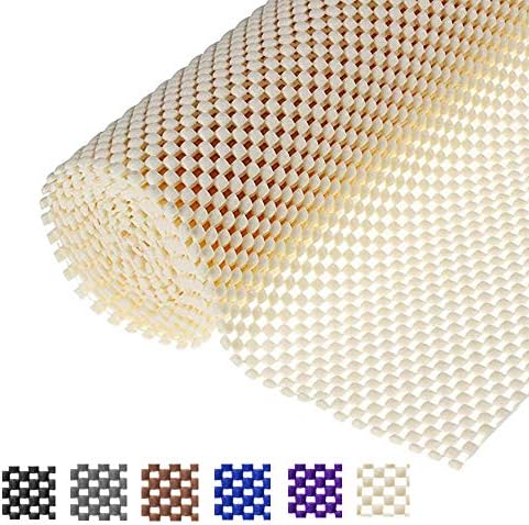 Shelf Liner Drawer Liner Non-Slip Mat Shelves Liners 12" X6.5’ Grid Pattern PVC Non-Adhesive Grip Liner Anti-Slip Mat for Kitchen Cabinets Wire Shelving Pantry Dresser Refrigerator (Beige)