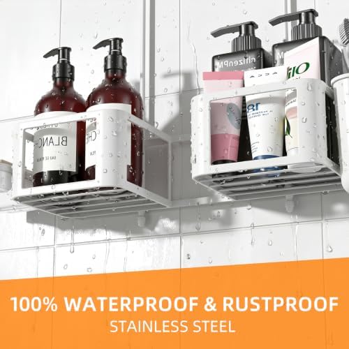 Epicano Shower Caddy for Handheld Showerheads,Stainless Steel, White