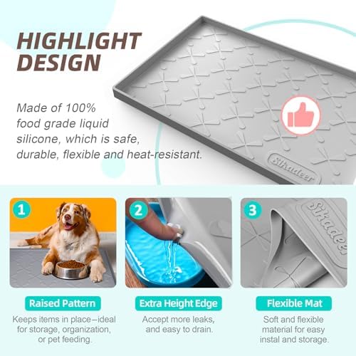 SIKADEER Waterproof Under Sink Mat 46" x 22" Silicone Mat Cabinet Protector