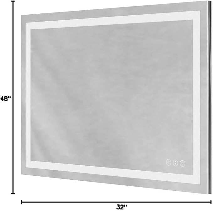 LOAAO 48"X32" LED Bathroom Mirror with Lights, UL Listed | Anti-Fog, Dimmable, 3 Color Temperature, Backlit + Front Lit, Memory Function, Tempered Glass