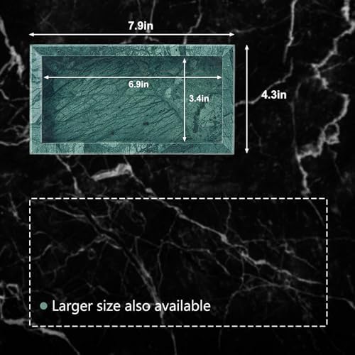 Natural Small Marble Vanity Tray, Luxury Stone Organizer for Bathroom & Kitchen | Holds Soap Dispenser, Jewelry, Perfume | Non-Resin, Non-Ceramic Décor