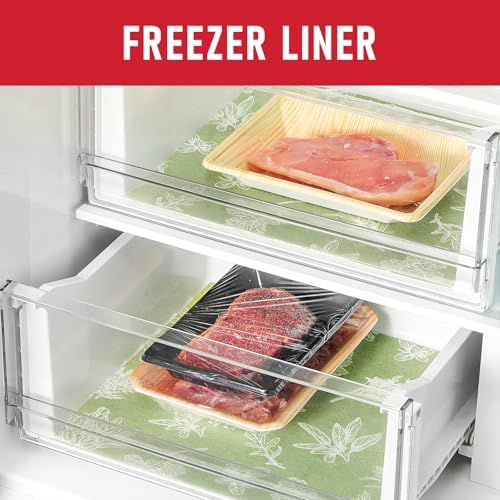 Cooyes Shelf Liner for Refrigerator & Drawer, Non-Adhesive Cabinets Liner for Kitchen Cupboard & Fridge, Breathable Cloth Material, Vegetable-Patterned, 12" x 360", Sage Green