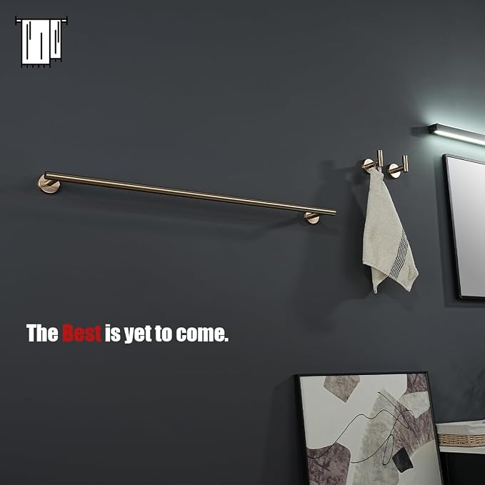 JQK Champagne Bronze Bath Towel Bar, 30 Inch 304 Stainless Steel Thicken 0.8mm Towel Rack Bathroom, Towel Holder Wall Mount, Useable Length 27 Inch, TB110L27-CB