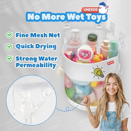 UNEEDE 3.5 Gallons Corner Mounted Versatile Bath Toy Organizer