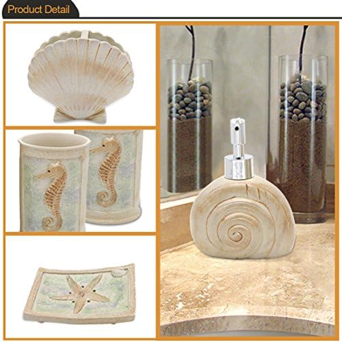 Bathroom Accessories Set, 5 PCS Bath Ensemble Set Includes Soap Dispenser, Soap Dish, Tumbler, Toothbrush Holder - Polyresin Glass for Home, Office, Superior Hotel