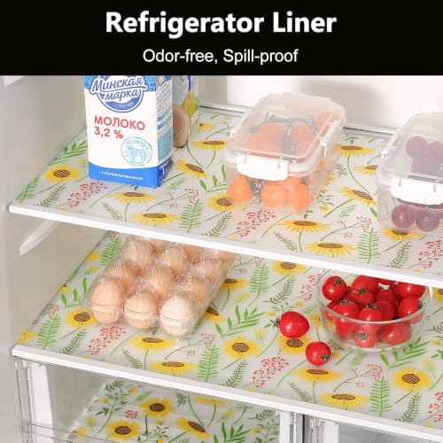 INNOLITES Shelf Liner for Kitchen Cabinet, Floral Drawer Liner Non-Adhesive
