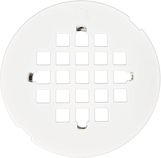 Westbrass 4-1/4" OD Casper Brass Snap-In Shower Strainer Grid, Powder Coat White, D319-50