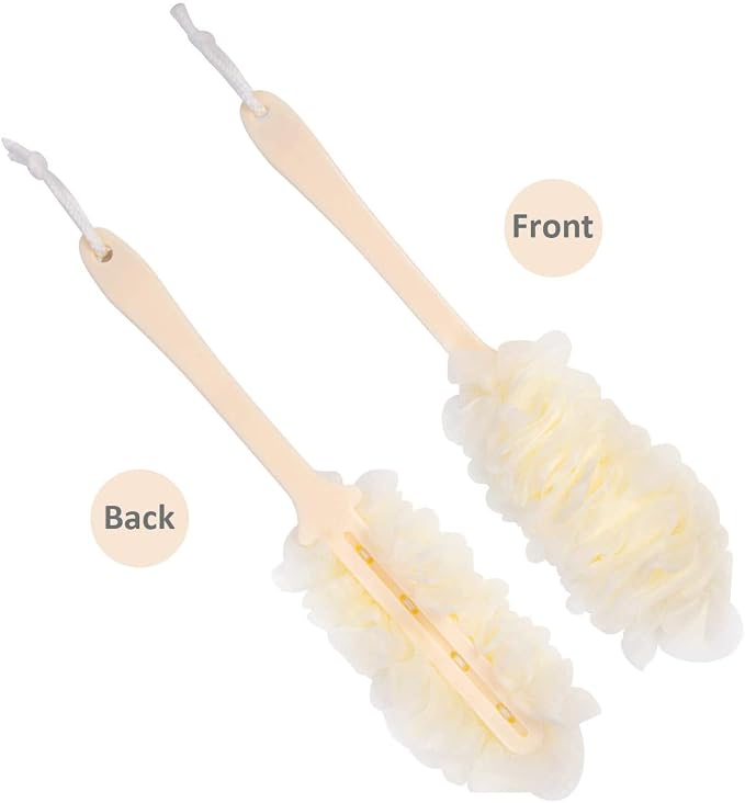 Back Scrubber for Shower,Loofah Long Handle Bath Body Brush,Soft Nylon Mesh Sponge for Shower,Loofah On a Stick for Men Women,Exfoliating Scrub Cleaning Luffa for Elderl(3Pack-Mix)