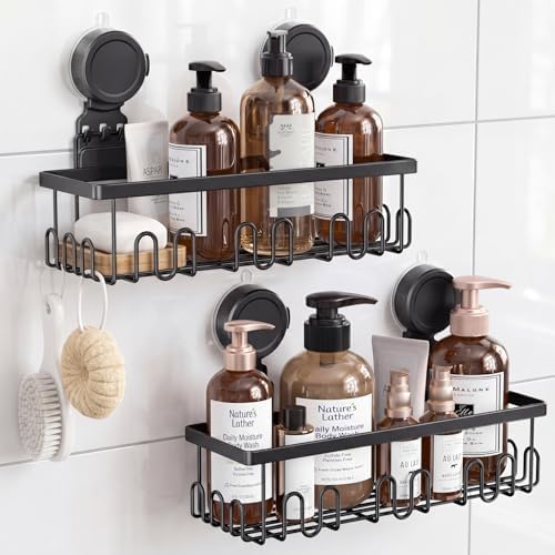 JOTPE Shower Caddy Suction Cup, No Drill Shower Shelves for Bath, 2 Pack
