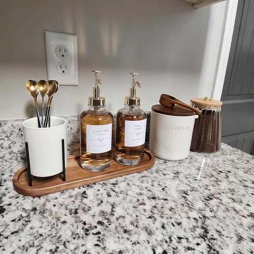 Wooden Decorative Trays 2PCS Farmhouse Wood Trays Bathroom Vanity Bathroom Counter Wood Tray Home Rustic Decor Trays, Bath Tray Countertop, Wooden Plates for Decorative Vanity Decor