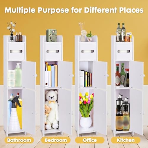 LuiceABC Slim Toilet Paper Holder Stand, Over The Toilet Storage Cabinet