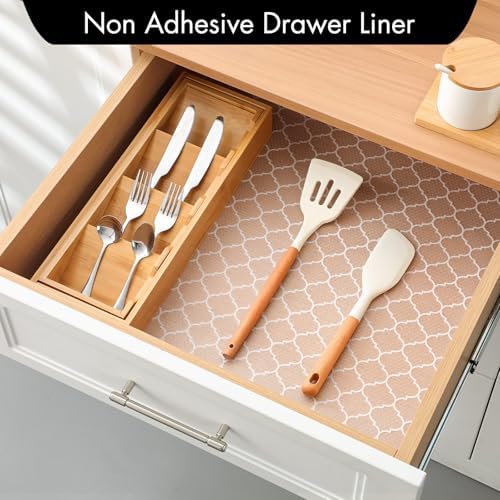 Cooyes Shelf Liner for Kitchen Cabinets, Non‑Adhesive Drawer Liner