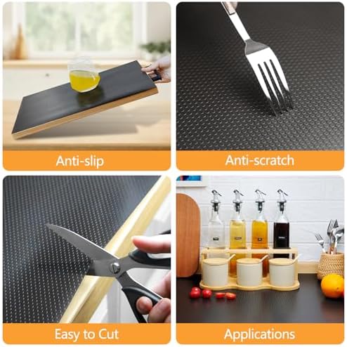 Shelf Liners 15 inch x 20 ft Shelf Liners for Kitchen cabinets nonstick Lining Drawer Mats EVA Protector for Cupboard (Translucent Black,15 inch x 20 ft)