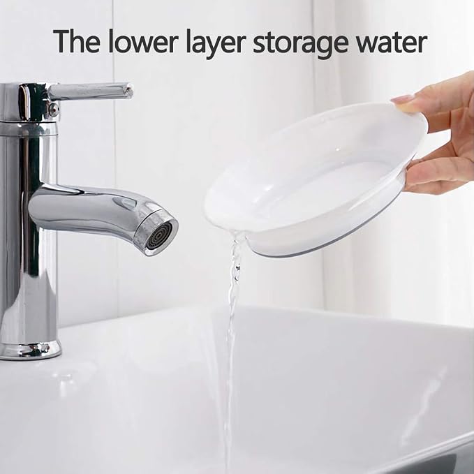 WYOK 2-Pack Soap Dish Plastic Soap Holder with Drainage for Shower (Grey) | Bar Soap Tray, Soap Case with Drain, Keep Soap Dry, Self Draining, Non-Slip, Easy Cleaning, For Bathroom Kitchen Sink