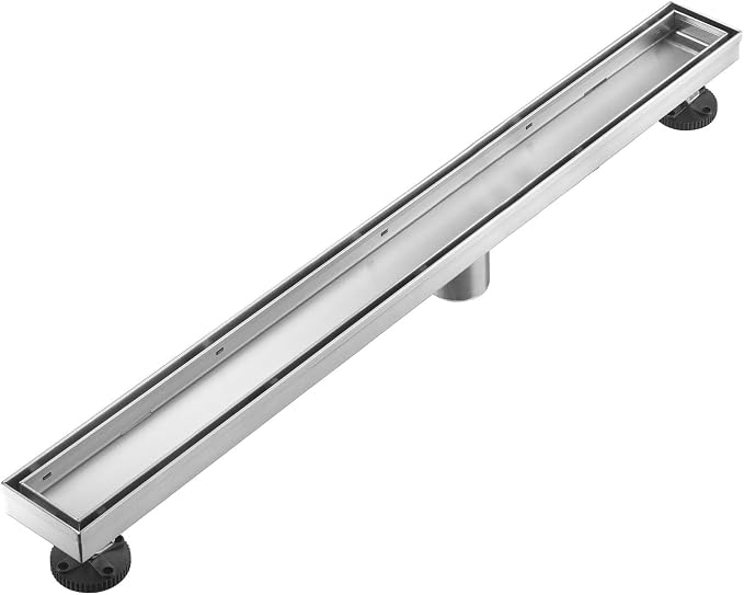 AVSIILE Linear Shower Floor Drain, 32 Inch Brushed Nickel 304 Stainless Steel Bathroom Drains Kit, Rectangular Shower Trench Drain with Reversable Tile-in Pattern Drain Cover & Hair Catcher