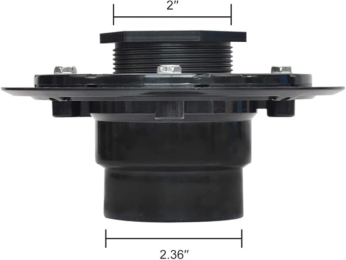 Shower Drain Base, 2 inch ABS Shower Drain Flange with Threaded Joints and Rubber Joints for Square and Linear Shower Drain Installation