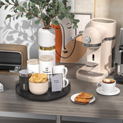 Oroyutor 13-Inch Oak Lazy Susan Spice Organizer, Black Finish