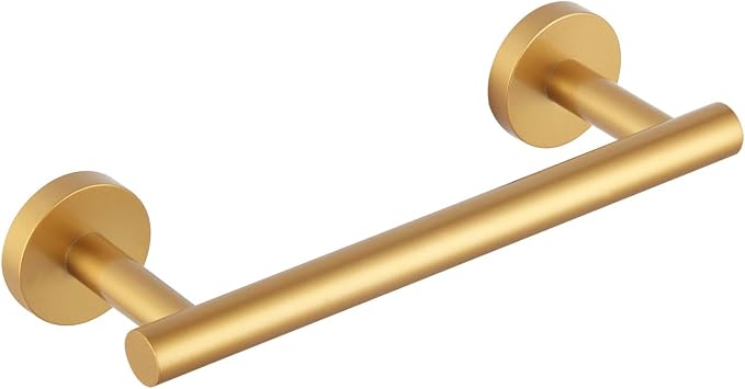 GERZWY 9-Inch Bathroom Towel Bar Gold Stainless Steel Bath Hand Towel Holder Modern Round Style Wall Mount AG1101C23-BE