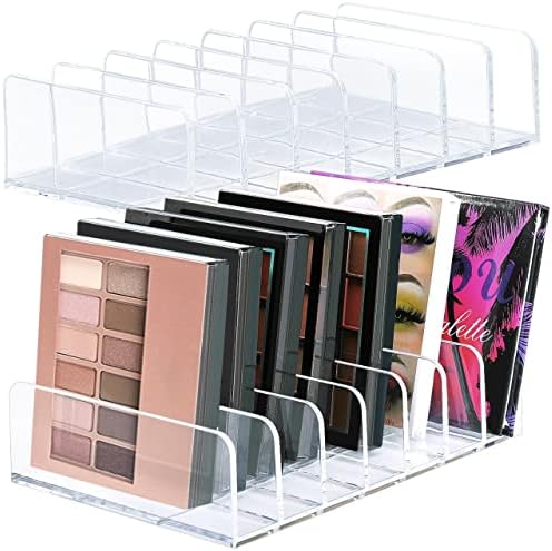 2Pcs Makeup Pallet Organizer,Acrylic Eyeshadow Palette Makeup Organizer,Clear Eyeshadow Palette Cosmetic Organizer,7 Sections Palette Organizer Makeup Holder for Bathroom Countertop Wallets Sunglasses