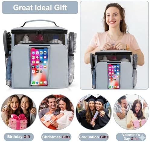 BAIMAY Dorm Room Essentials for Guys, Quick Dry Mesh Shower Caddy, Travel Toiletry Bag for Men and Women-Grey