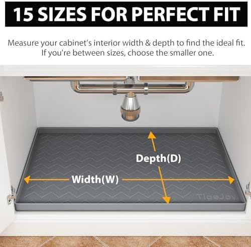 TigeJoy Under Sink Mats for Kitchen Waterproof 19" x 19", Cabinet Liner