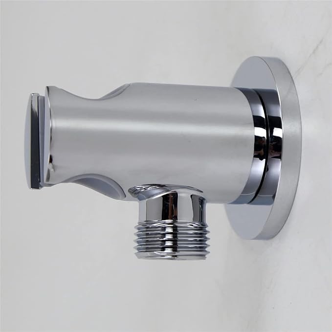 Hand Held Shower Head Holder Hose Connector Shower Wand Holder Wall Mount Handheld Shower Handle Sprayer Holder Shower Hose Adapter Shower Elbow with Spray Head Bracket 1/2 NPT Female Thread Chrome