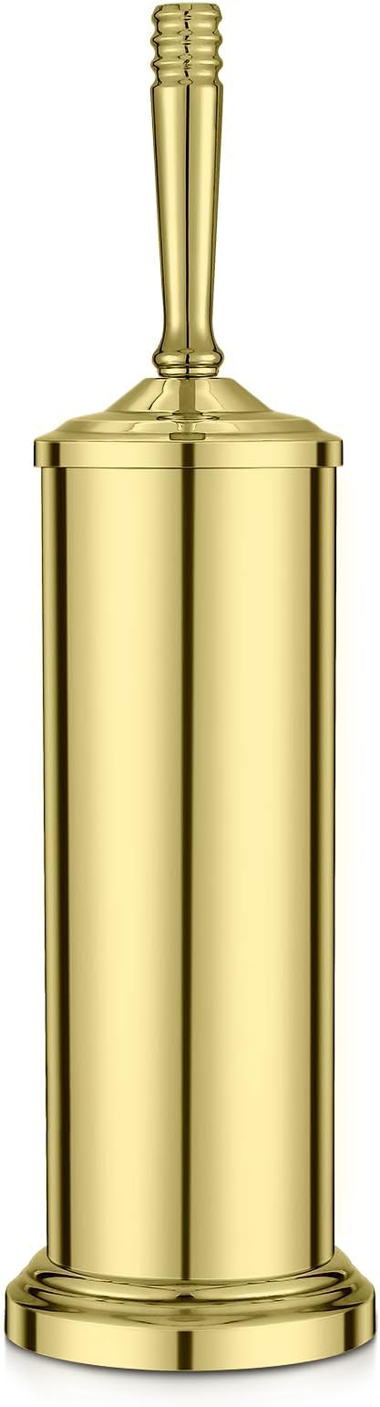Gold Toilet Brush and Holder Set，Toilet Bowl Brush and Holder | Heavy Duty Toilet Brush for Bathroom, Stainless Steel Toilet Cleaner Brush,Deep Cleaning,Space Saving,Covered Brush