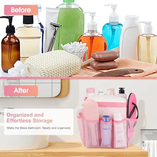 Mesh Shower Caddy Portable - 9 Pockets for College Dorm Room Essential