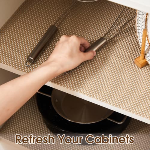 Shelf Liner for Kitchen Cabinets and Drawers, Beige, 18" x 240"