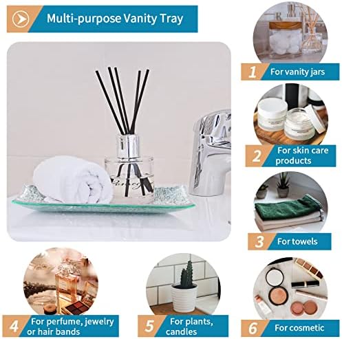 Mosaic Glass Bathroom Accessories Set, Modern Luxury Bath Ensemble, Includes Soap Dispenser & Cotton Swab Jar & Toothbrush Holder & Vanity Tray (Shiny Silver)