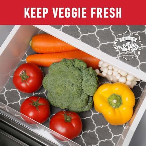 Cooyes Refrigerator Liners 17.7" x 360", Absorbent Strong Grip Fridge Mats Machine Washable, Non-Adhesive Refrigerator Shelf Liner for Fridge Bins & Kitchen Cabinets, Gray