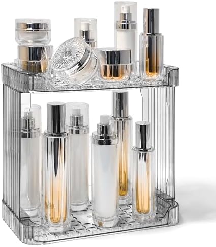 Bathroom Counter Organizer Cosmetics Skincare Organizers-2 Tier-Grey