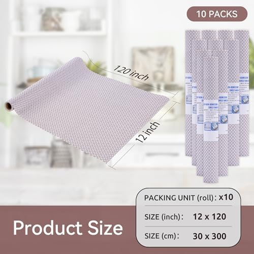 FIFTY FEET 12"x120" Non-Adhesive Shelf Liner for Kitchen Cabinets and Drawers, Washable Non-Slip PVC Cabinet Liner (Red Circle)(10 Roll)