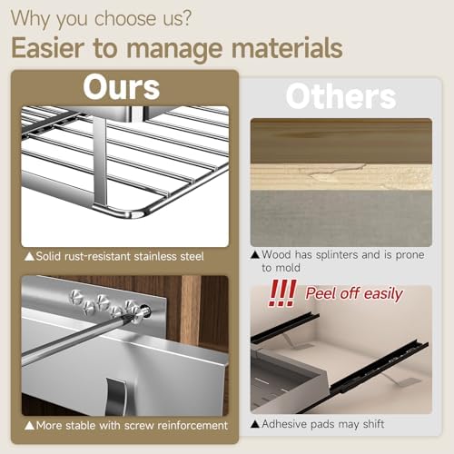 11.8~18"x17.3" Pull Out Cabinet Organizer，1Pack Expandable Sliding Cabinet Shelves，Side Mounting